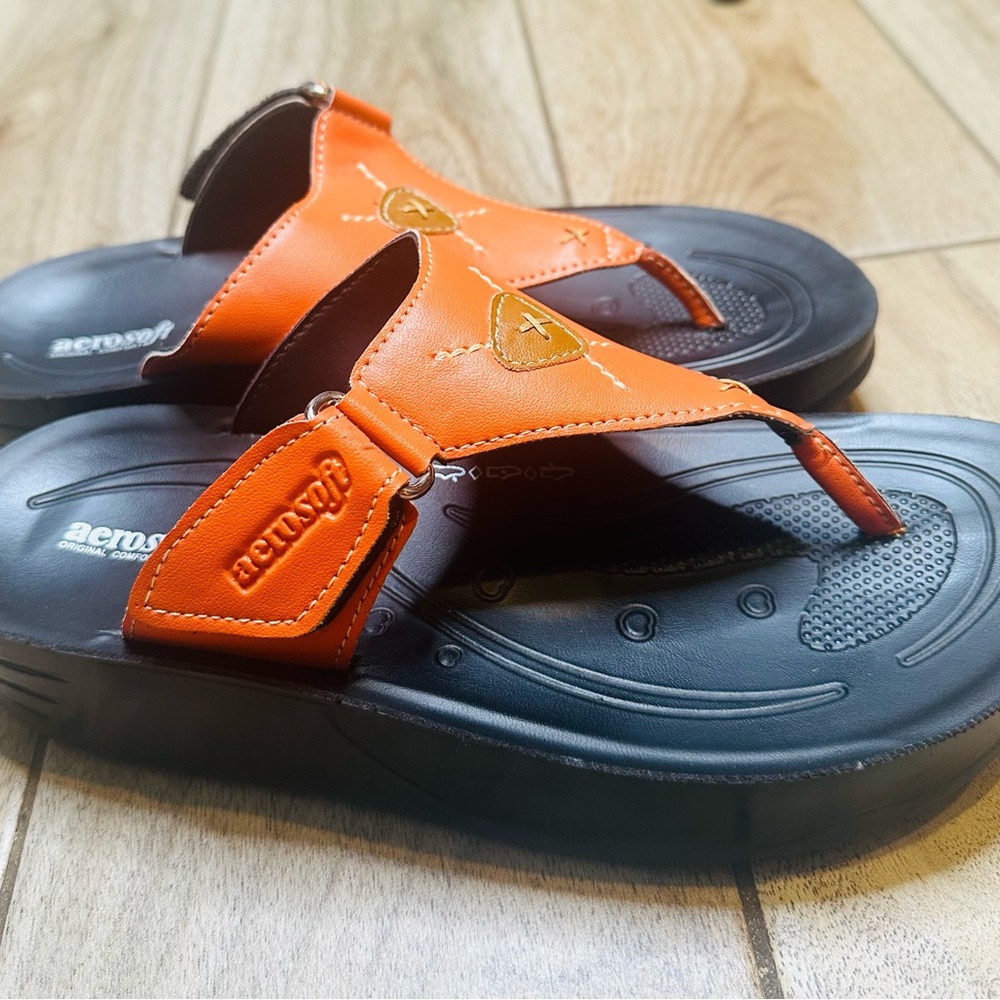 Aerosoft Orange Women's Pyrim Comfortable Casual Platform Sandals size 39/US8
